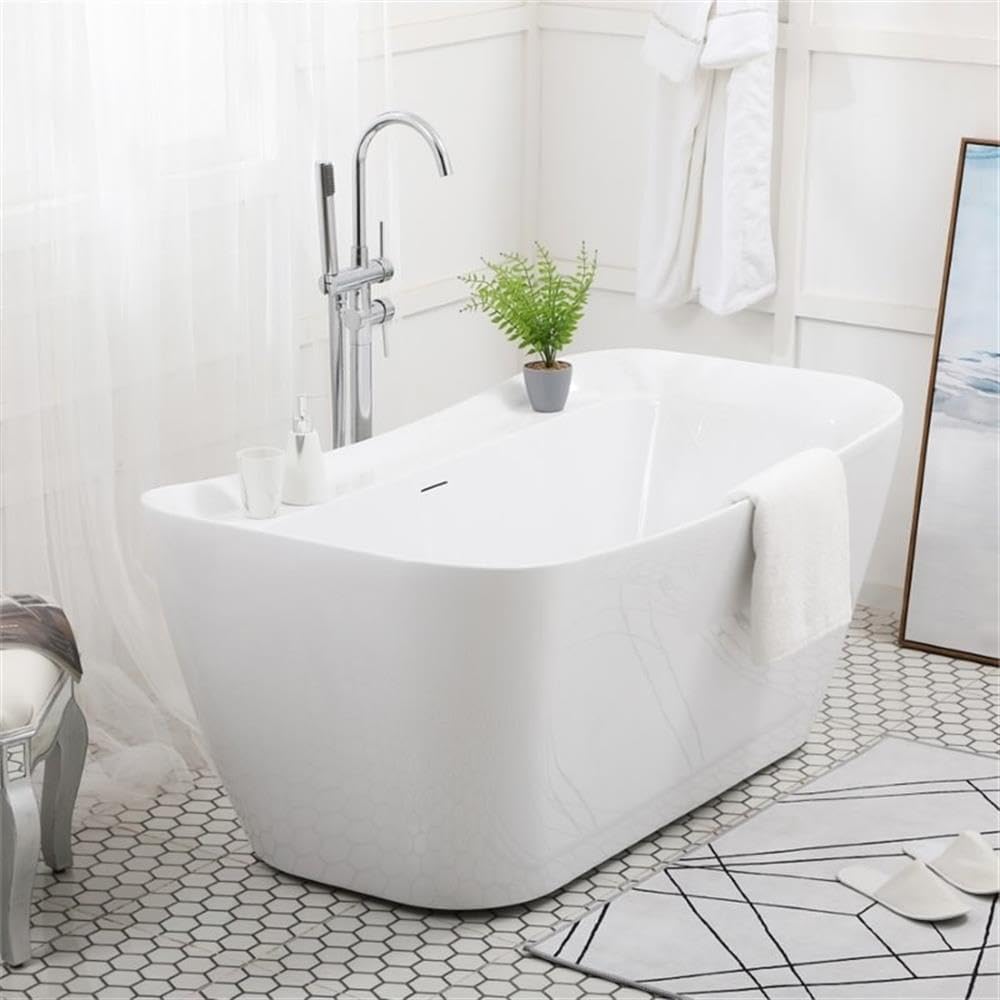 Elegant Decor Indoor Modern 59 inch Soaking Bathtub in Glossy white - 59x30.7x25
