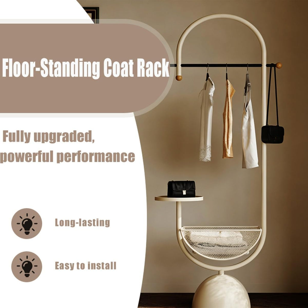 Metal hall tree, Coat Rack Freestanding with multi-tier organizer, Sturdy Coat Tree, Modern Coat Hanger Stand for Entryway, Living Room, Bedroom,Office(Orange)