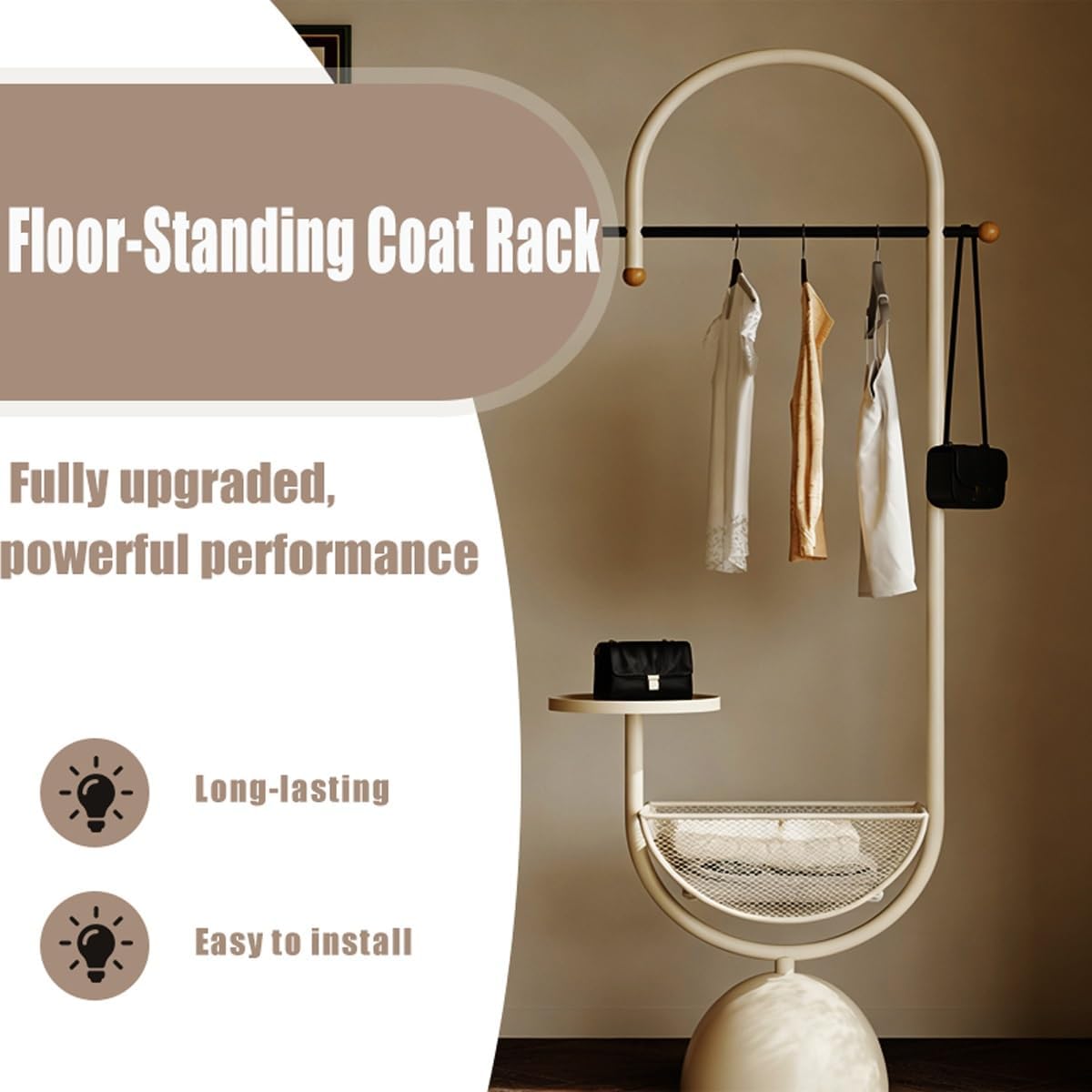 Metal hall tree, Coat Rack Freestanding with multi-tier organizer, Sturdy Coat Tree, Modern Coat Hanger Stand for Entryway, Living Room, Bedroom,Office(Orange)