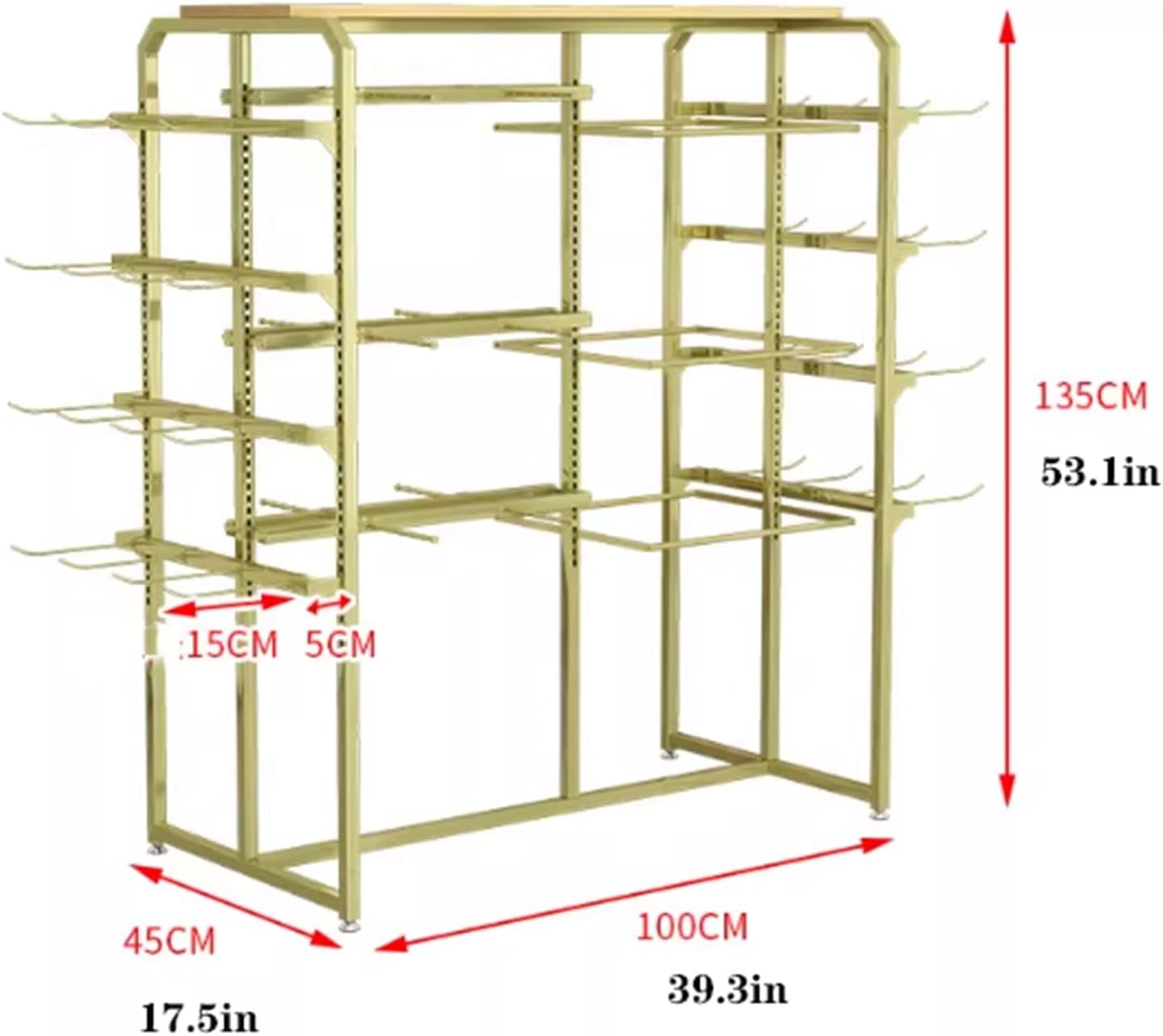 3 Tier Heavy-duty Retail Organizer Clothing Store Shelf, Commercial Lingerie Garment Rack, Metal, Underwear Sock Display Stand, for Bras, Shorts, Hats, 100 * 45 * 135cm(B)