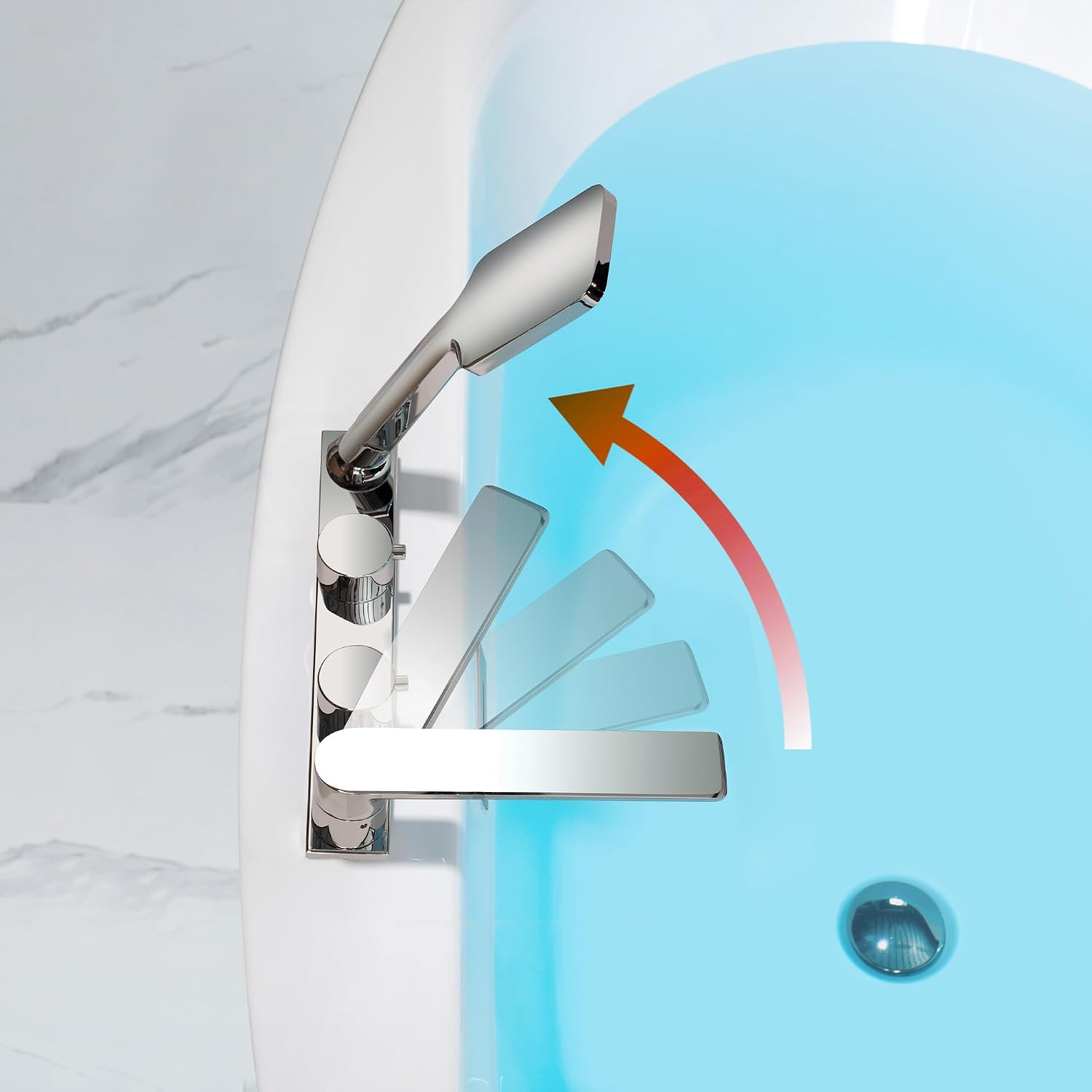WOODBRIDGE 66' Acrylic Freestanding Bathtub Contemporary Soaking White Tub with Brushed Nickel Overflow & Drain and Faucet,B0027-BN