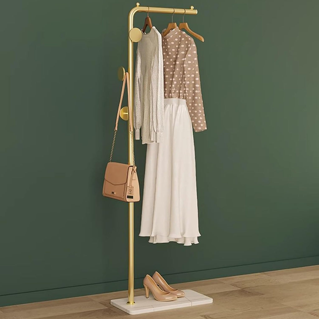 Metal Garment Rack, 66.9inch Clothes Rack For Bedroom Freestanding Wardrobe Rack Clothing Racks For Hanging Clothes For Laundry Living Room Entrances Cloakroom(Round payment,White Gold)