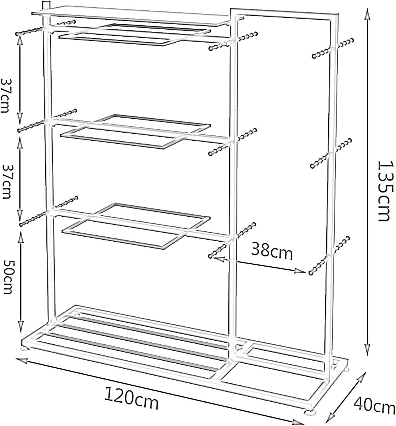 Modern Clothing Store Garment Rack,Commercial Grade Clothes Retail Display Racks,Multipurpose Slippers Socks Underwear Shorts Accessories Storage Shelves,Boutique Organizer(White 120x40x135CM)
