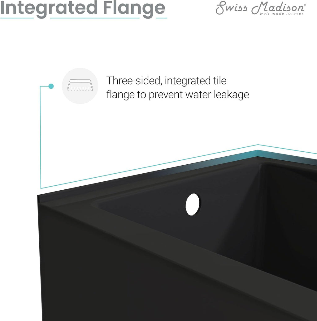 Voltaire 54' x 30' Left-Hand Drain Alcove Bathtub with Apron in Matte Black