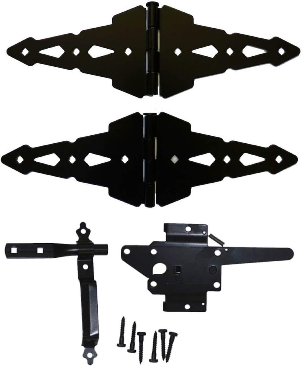 Black Western Style Wood Fence, Single Gate Kit, 8' Strap Gate Hinges, Gate Latch Opens from Both Sides - CASE Qty 6