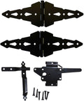 Black Western Style Wood Fence, Single Gate Kit, 8' Strap Gate Hinges, Gate Latch Opens from Both Sides - CASE Qty 6