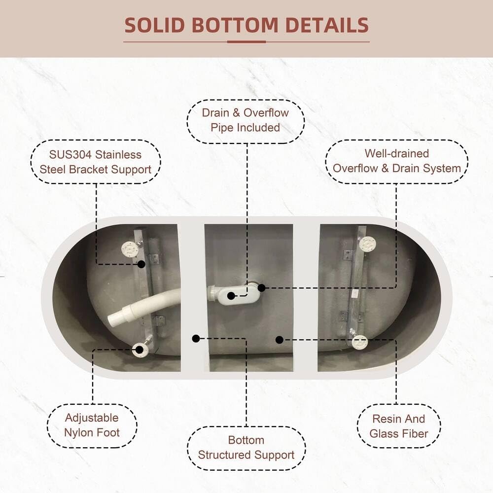 67 Inch Oval Large Soaking Bathtub, Luxury Acrylic Freestanding Stand Alone Tubs with Overflow & Chrome Drain for Bathroom Spa, Glossy White, 67''x28''