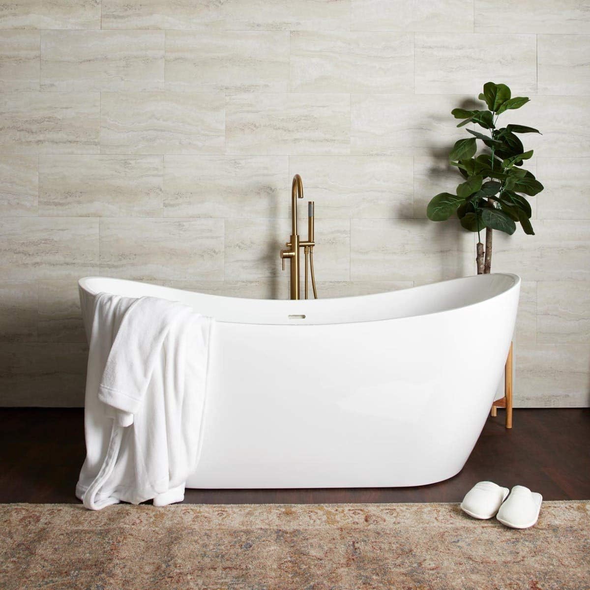 Vintage Tub & Bath Philo 59 Inch Acrylic Double Slipper Freestanding Tub