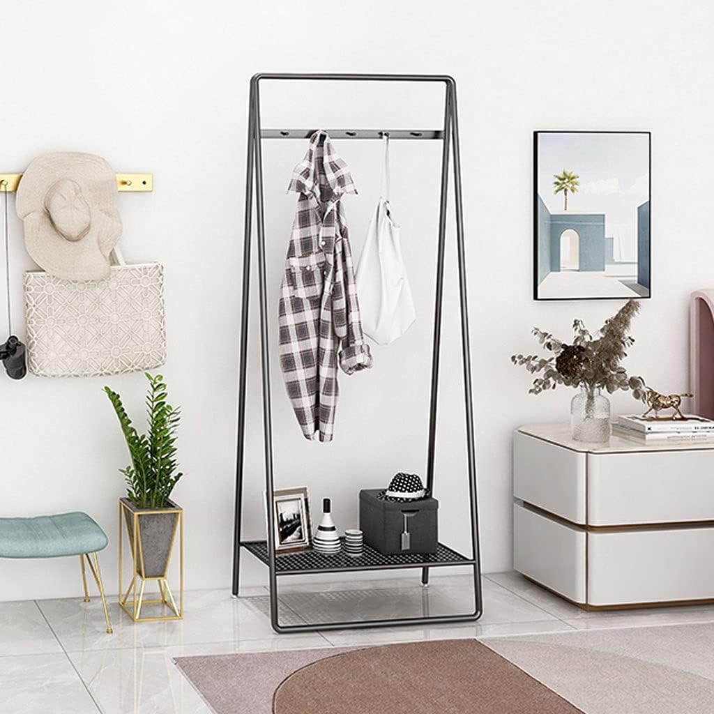 YYDS Clothing Garment Rack Clothes Racks with Hooks Free Standing Holder Collapsible Clothing Hanging Rack Metal Pipe Garment Rack Storage Shelf -Iron Clothing Racks (Color : Gold, Size : 50cm)