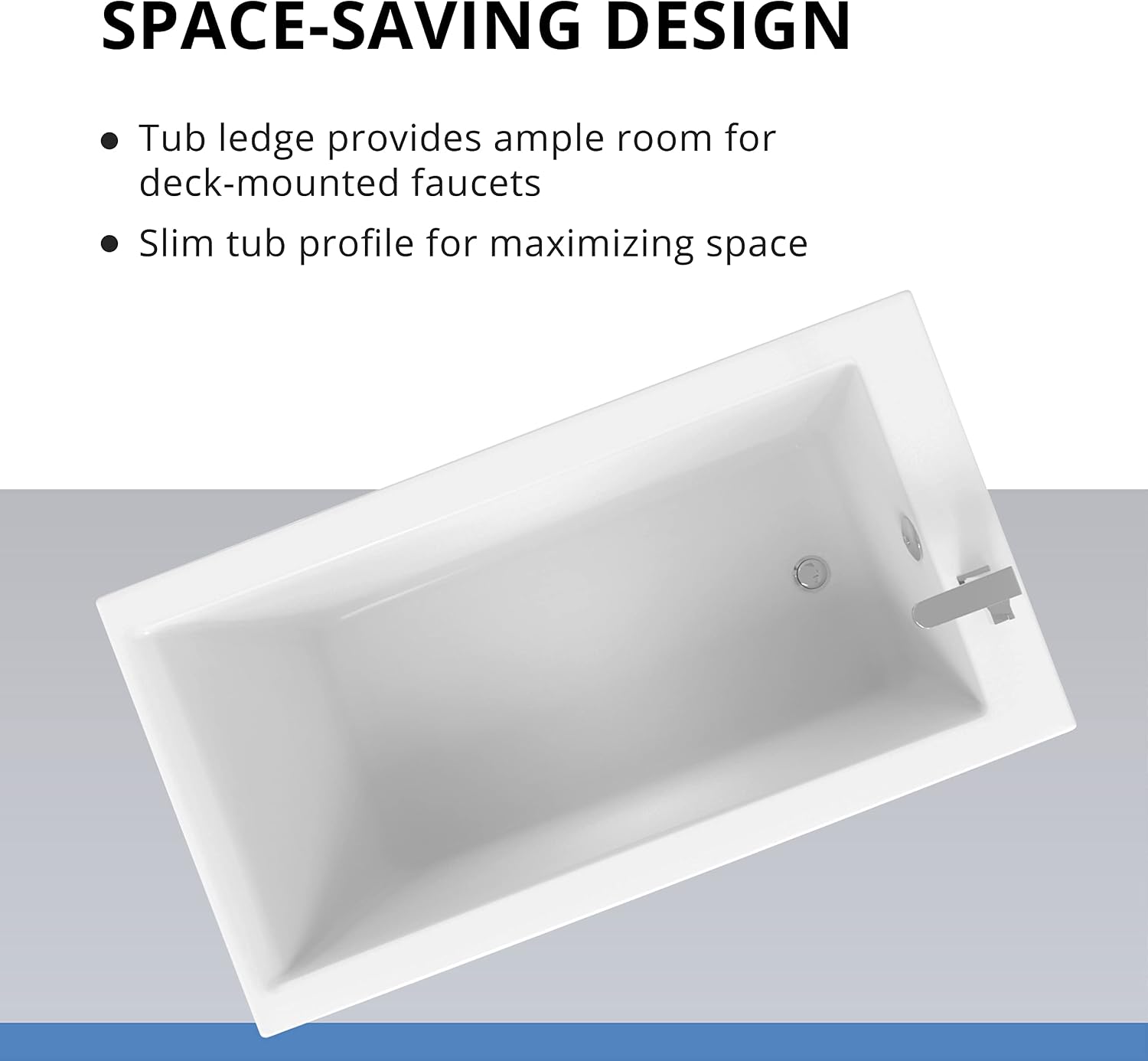 DreamLine Levantine 60 inch L x 23 inch H White Acrylic Freestanding Bathtub