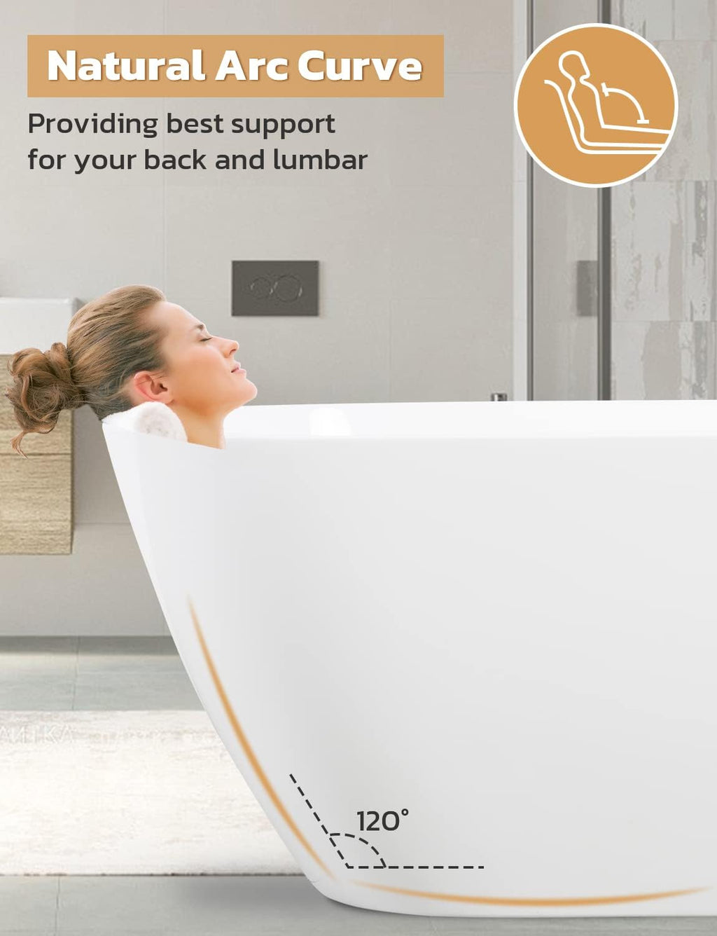 Zevemomo 63 Inch Acrylic Freestanding Bathtub, Glossy White Contemporary Soaking Tub with Silver Toe-Tap Pop-Up Chrome Drain, Integrated Slotted Brushed Nickel Overflow, 61 Gal cUPC Certified Tub