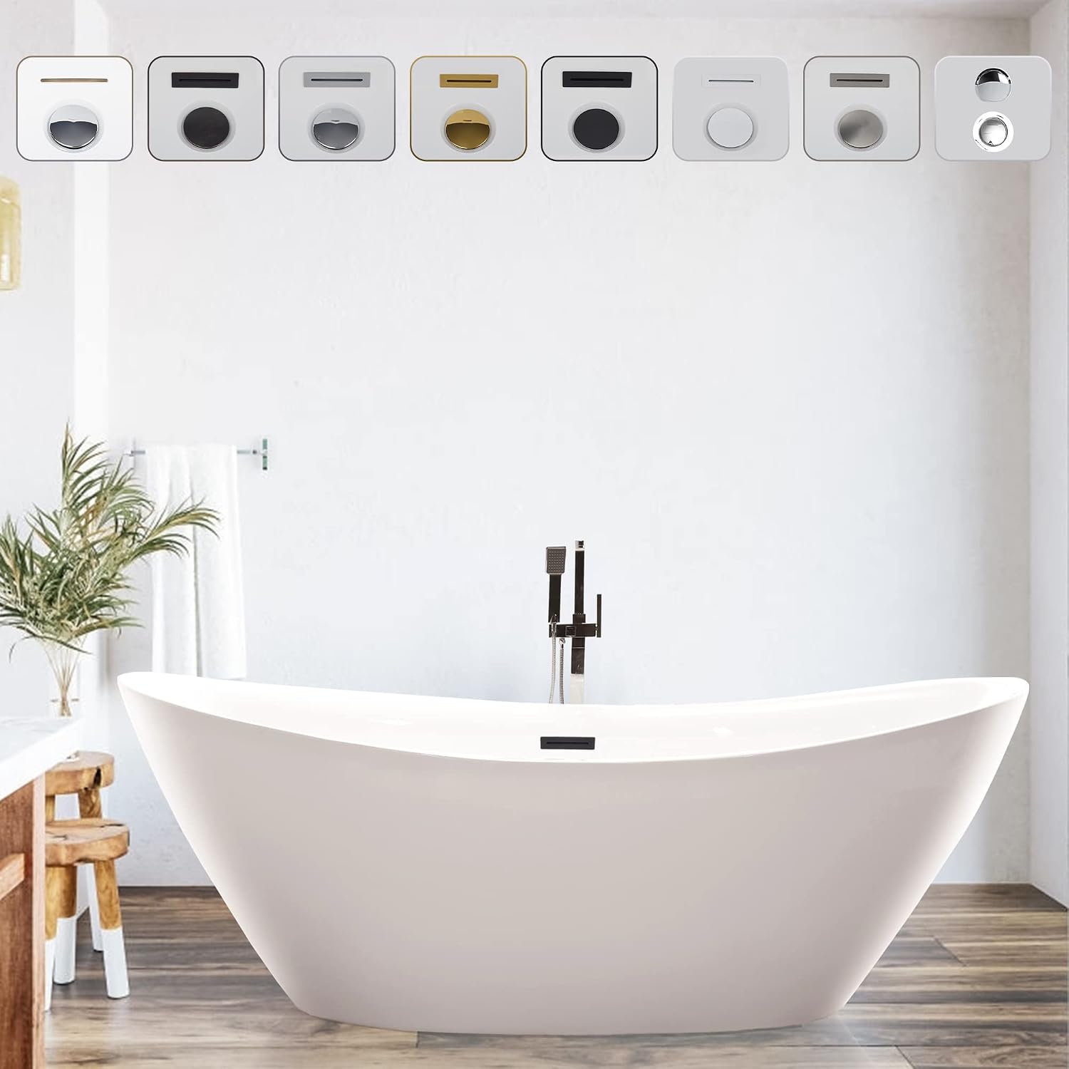 Vanity Art 71' X 33' Freestanding Bathtub | Home Improvement Bathtubs with Contemporary Design for Soaking and Bathing, Overflow and Pop-up Drain with UPC Certified, Acrylic, VA6807-ORB