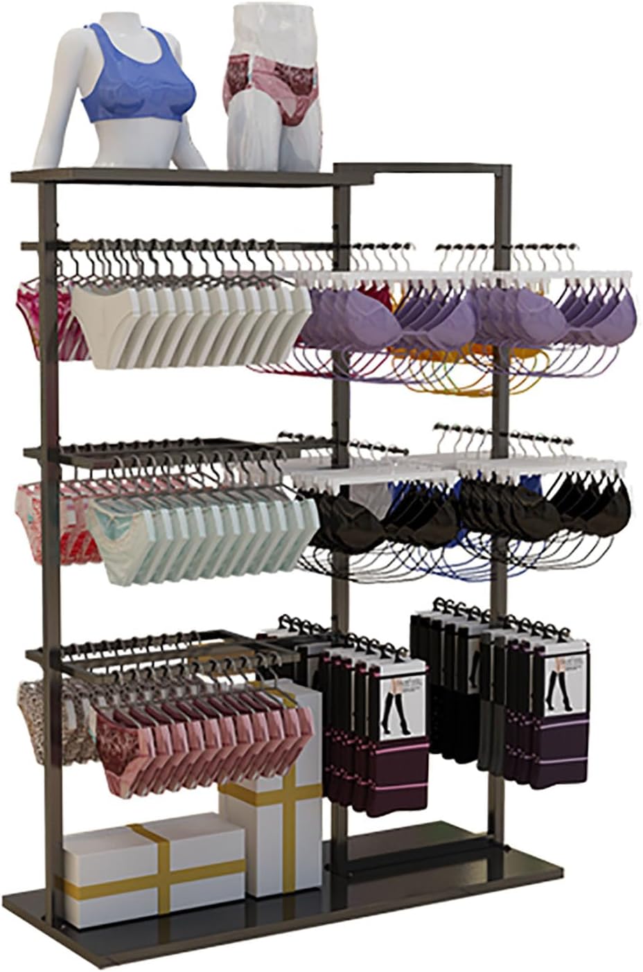Underwear Display Stands, Freestanding Clothing Store Boutiques Retail Lingerie Garment Rack, Coat Rack Stand Commercial Shelves for Socks Bra Panties Scarves Storage
