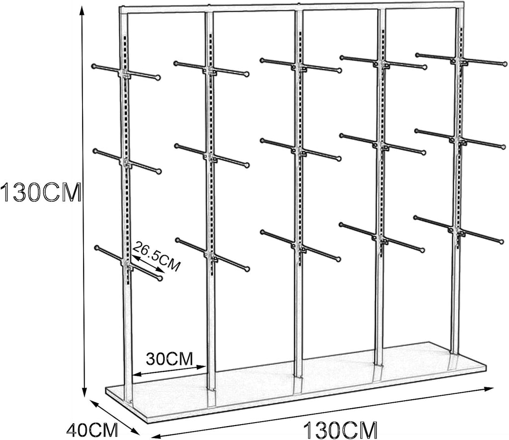 Free Standing Garment Rack,Clothes Hanger,Adjustable Underwear Rack,Bra Display Bracket,Double Sided Hanging Bars,Clothing Store Metal Storage Shelves,Key,D130X40X130Cm