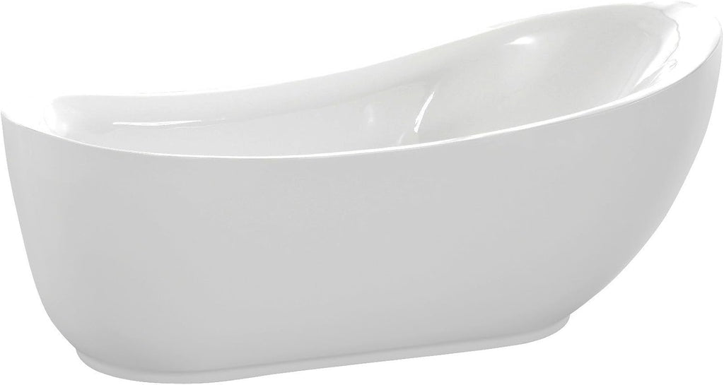 ANZZI Freestanding Bathtub 71 In Acrylic Flat Bottom Soaking Tub Glossy White Talyah Series One Piece Contemporary Design Center Drain High Gloss Finish Deep Soak Comfort Bathroom Fixture | FT-AZ090