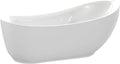 ANZZI Freestanding Bathtub 71 In Acrylic Flat Bottom Soaking Tub Glossy White Talyah Series One Piece Contemporary Design Center Drain High Gloss Finish Deep Soak Comfort Bathroom Fixture | FT-AZ090
