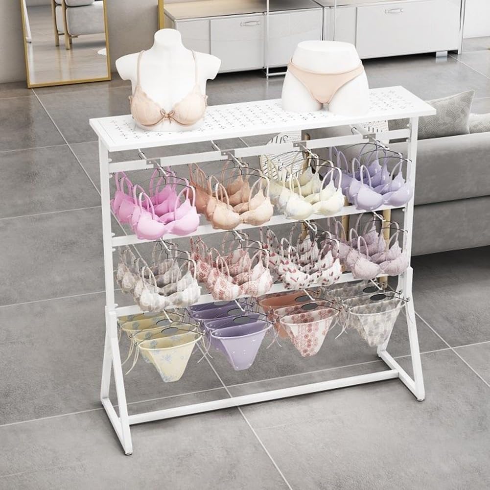 Clothing Store Underwear Rack, 3- Tier Freestanding Socks Phone Case Organizer Shelves, Double Sided Bra Shorts Swimwear Retail Store Display Hanger，Gold 120x40x135cm