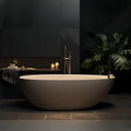 Freestanding Bathtub - Oval Solid Surface Bathtub, Ergonomic Soaker Tub, Modern Extra Deep Stand Alone Tub, with Drain, Suitable for Apartments, Villas, Hotels (Beige, 60')