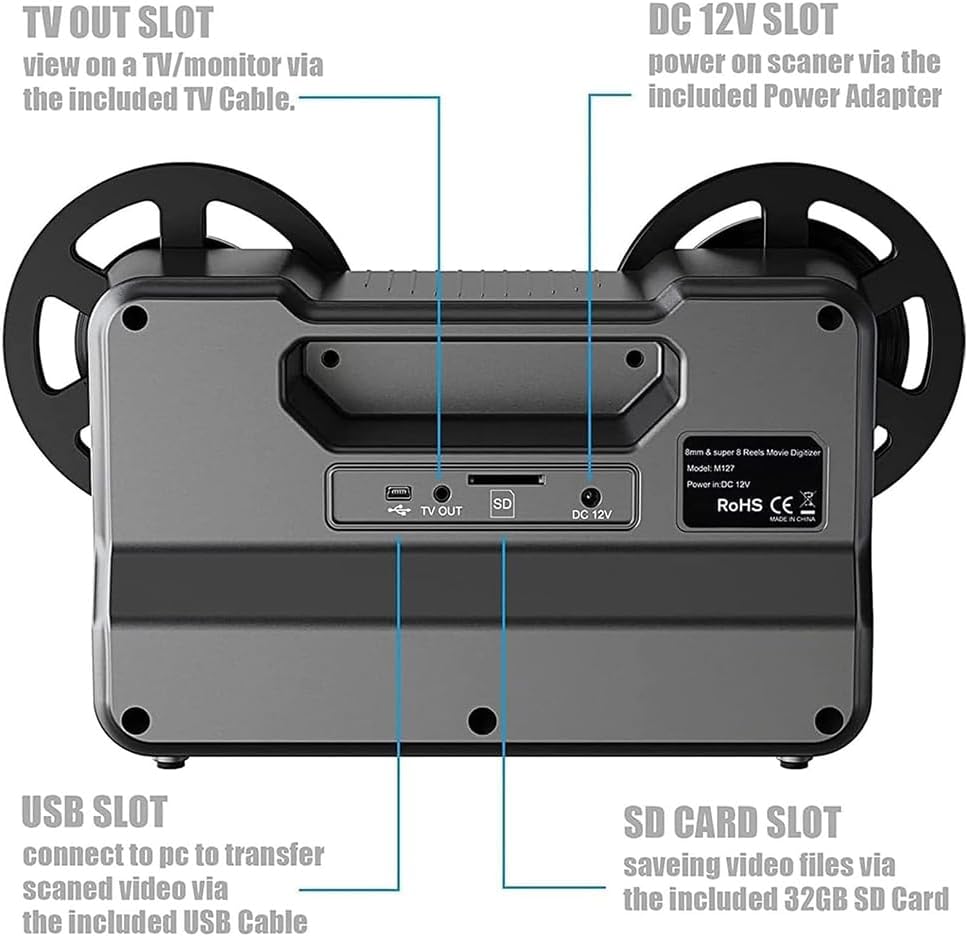 Digital Film & Slide Scanner, 8Mm and Super 8 Film Digitizer Converter, Digital Negatives Film and Digitizer, Scanner Converts Film Frame