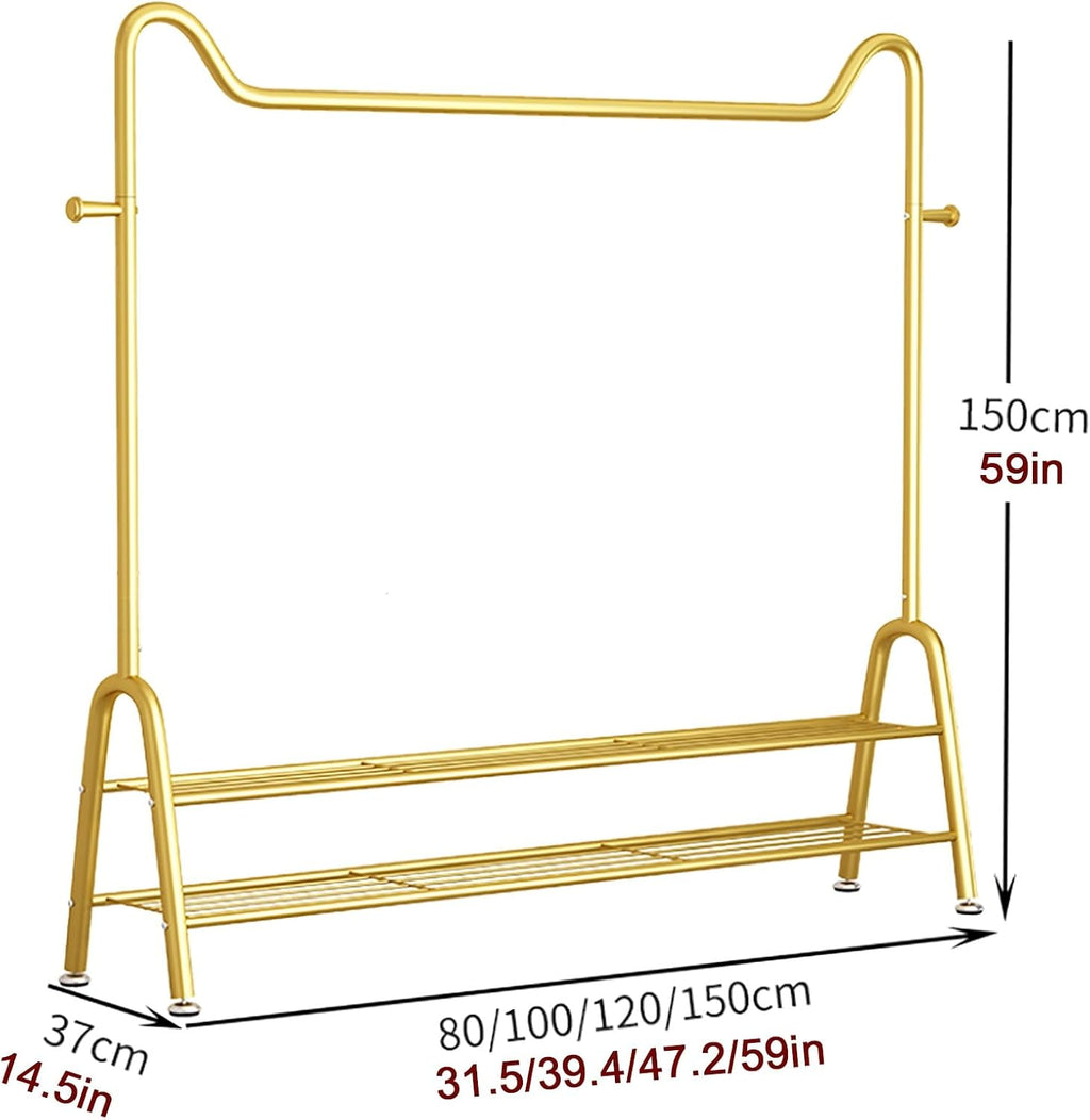 Heavy-Duty Clothes Rack,Portable Garment Rack With Storage Shelves And Coat/Hat Hooks,Hanging Racks For Clothes,Freestanding Rolling Clothing Organizer For Bedroom Living Room(Black,80cm(31.5in))