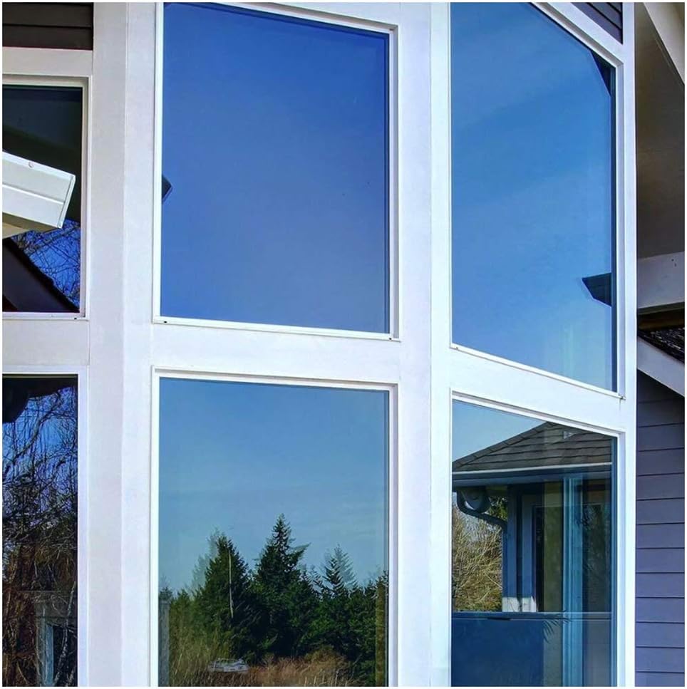 BDF PRBL Window Film Premium Color High Heat Control and Daytime Privacy Blue Outside, Silver Inside - 48in X 50ft