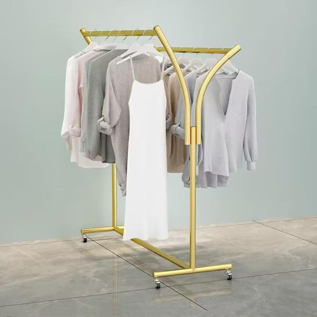 Clothes Racks - Rack for Hanging Clothes Retail Display - Floor Standing Metal Garment Rack - Double Pole Coat Rack, Freestanding Garment Rack, for Bedroom,Home,B 120x50x155cm-