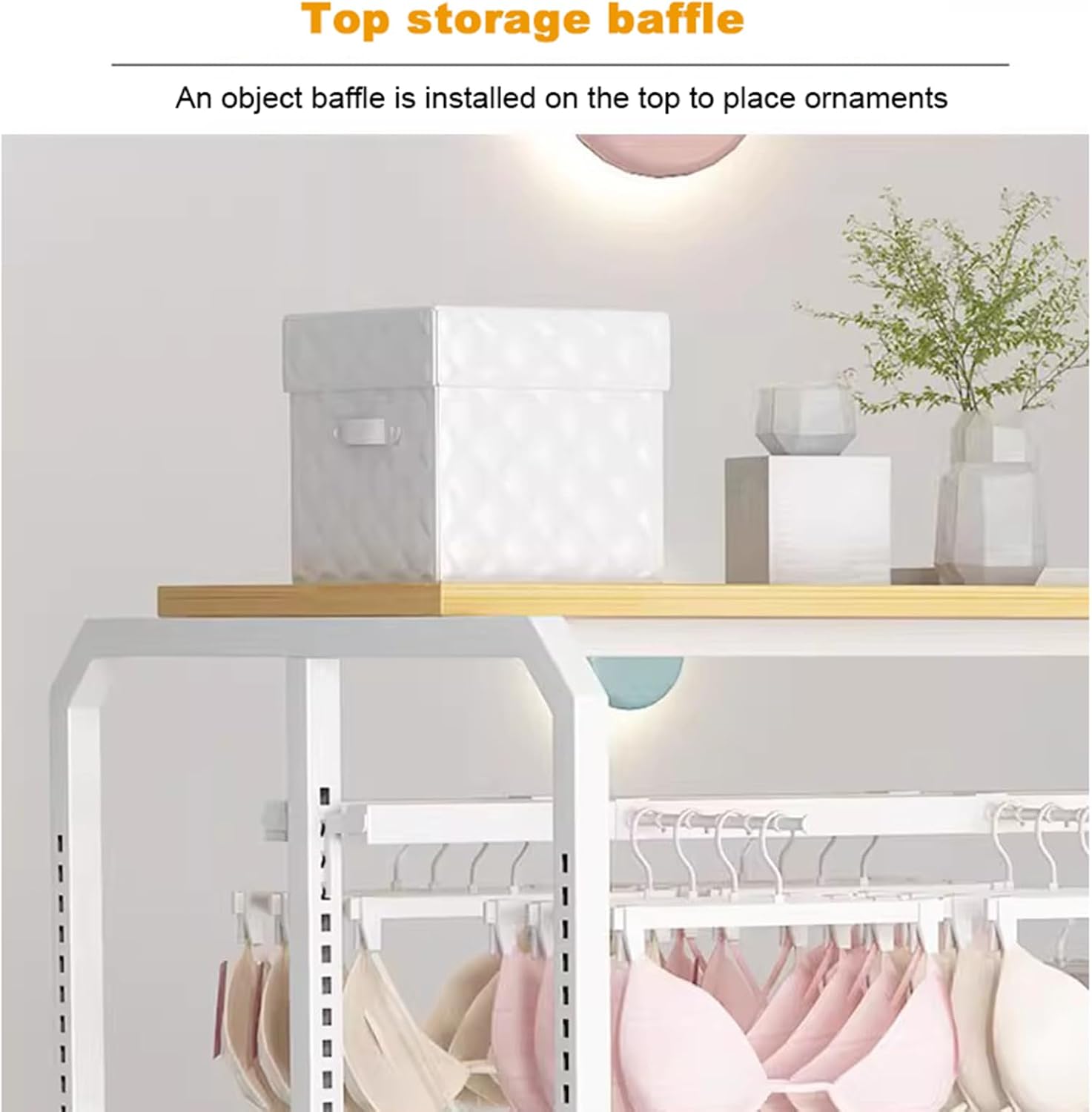 Gold Metal Display Stand for Retail Store | Garment Rack, Clothing Hanger, Underwear, Panty, Shorts & Bra Organizer | Boutique & Mall Use，Gold a 100X45X135CM