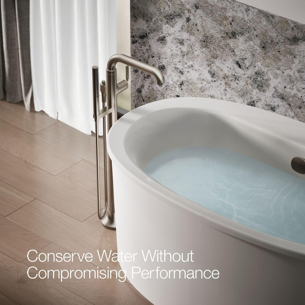 Kohler T27424-4-BN Tone™ Floor-mount bath filler trim with handshower, Vibrant Brushed Nickel