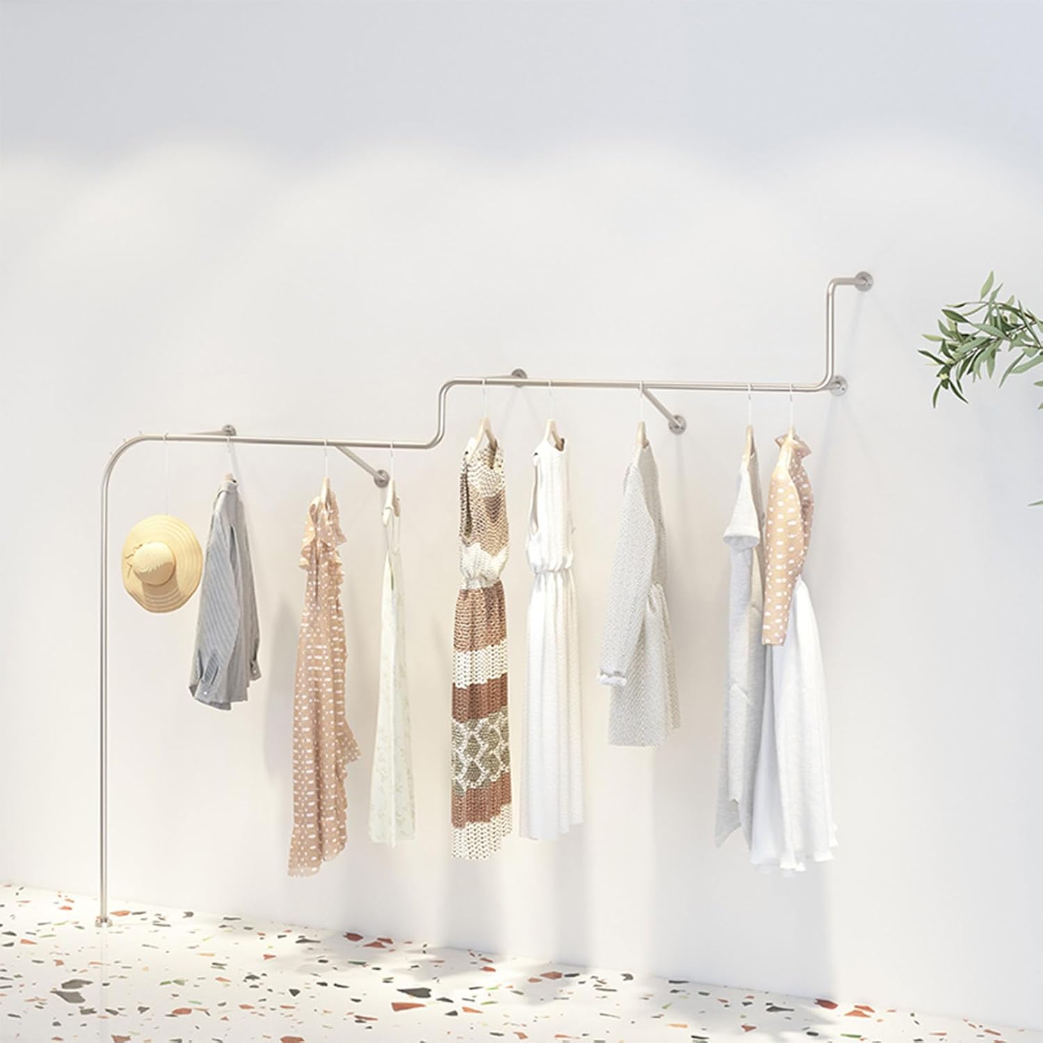 Industrial Pipe Wall Mounted Clothes Hanging Shelves, Retail Display Metal Clothing Rack Stainless Steel Detachable Garment Bar,laundry Room Garment Rack,multi-purpose Hanging Rod for Closet