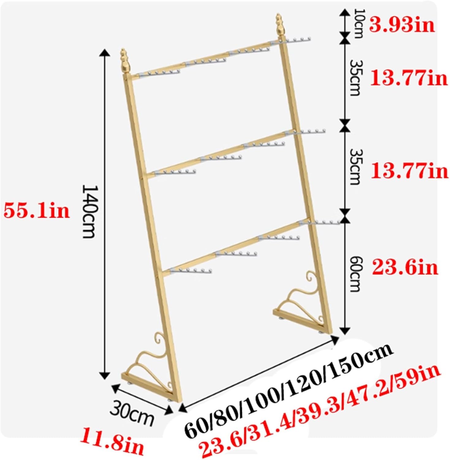 Commercial Lingerie Garment Rack, Metal, Underwear Sock Display Stand with Hooks, Retail Organizer Clothes Rod, for Bras, Shorts, Socks, Hats, 60/80/100/120cm(Black,80 * 35 * 130cm)