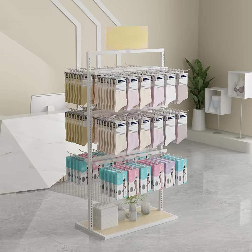 Clothing Store Underwear Rack, Metal Retail Storage Shelves for Bra Swimwear Lingerie Shorts Phone Cases, Freestanding Boutiques Retail Display Stand，White 60x40x135cm