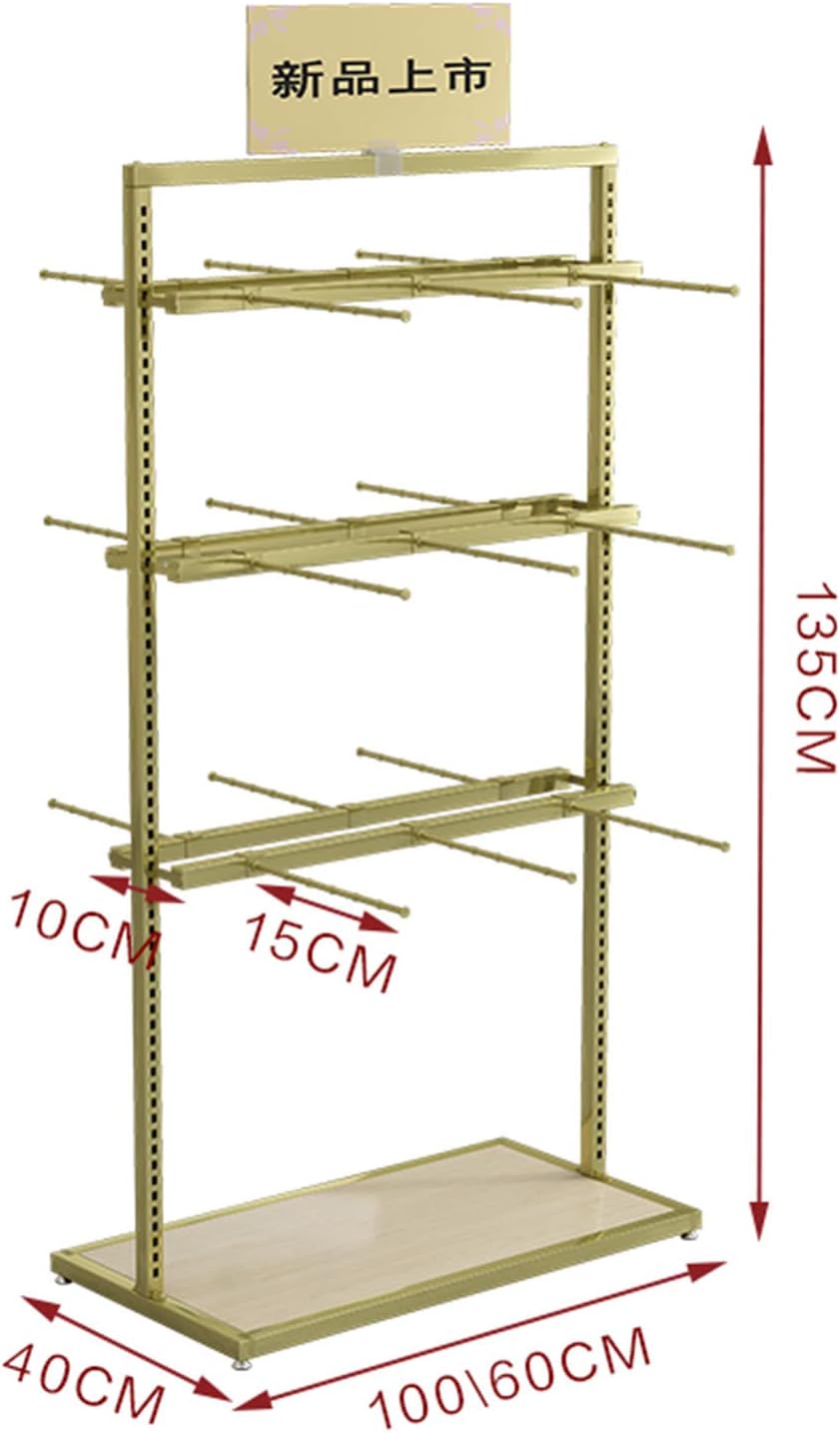 Clothes RackMetal Underwear Display Rack Adjustable Height Retail Store Clothing Rack for Bra Shorts Socks Swimsuits Free Standing Shopping Mall Display,B-60 * 40 * 135cm
