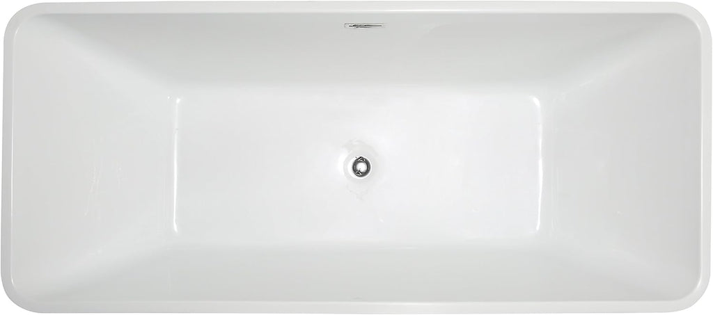 Vanity Art 67 X 29 Inch White Acrylic Freestanding Bathtub | Contemporary Design Soaking Tub with Pop-up Drain and Slotted Overflow Included, UPC Certified VA6820