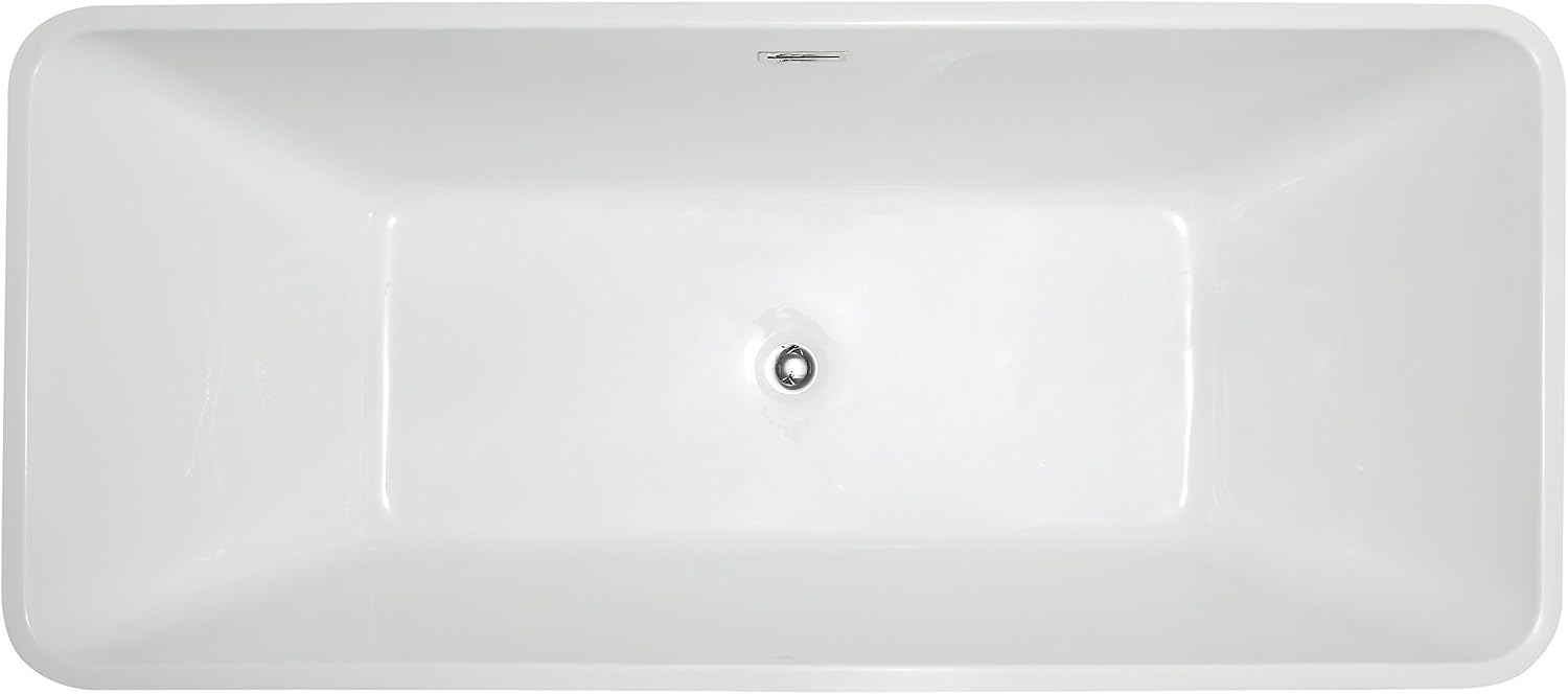 Vanity Art 67 X 29 Inch White Acrylic Freestanding Bathtub | Contemporary Design Soaking Tub with Pop-up Drain and Slotted Overflow Included, UPC Certified VA6820