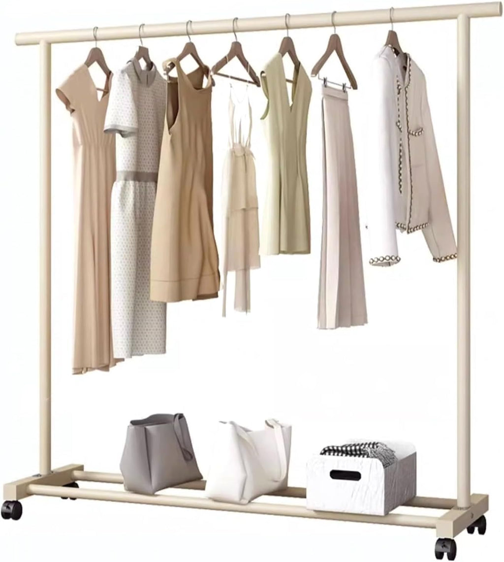 Clothes Garment Rack on Wheels, Metal Clothing Rail for Hanging Clothes, Rolling Clothing Organizer for Bedroom, Laundry Room
