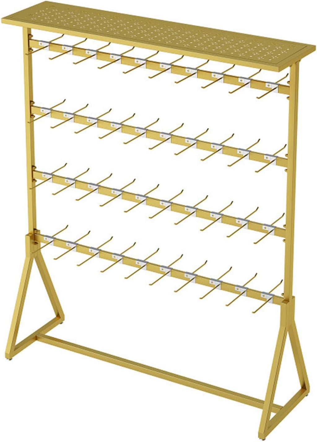 Lingerie Garment Rack Freestanding Underwear Rack with Top Shelf, 3-Tier Underclothing Rack for Boutiques, Retail Store Panty Shorts Bra Swimsuit Socks Display Stand (Gold 120x150cm)