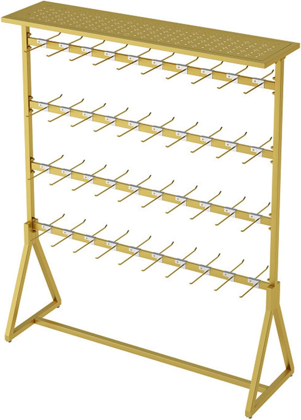 Lingerie Garment Rack Freestanding Underwear Rack with Top Shelf, 3-Tier Underclothing Rack for Boutiques, Retail Store Panty Shorts Bra Swimsuit Socks Display Stand (Gold 120x150cm)