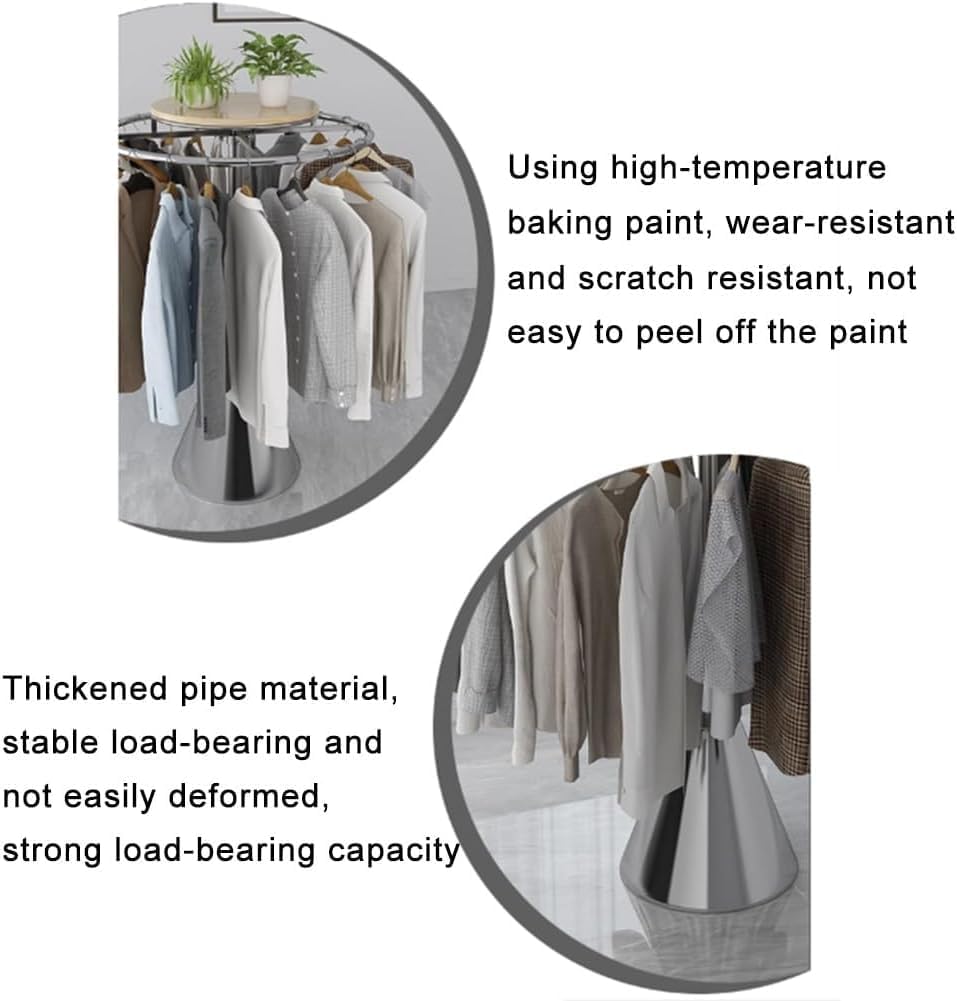 Heavy Duty Rotatable Clothing Rack, Round Retail Garment Rack, Freestanding Metal Clothing Shelves, for Clothing Store Boutiques(Black,70x120cm/27.6x47.2in)