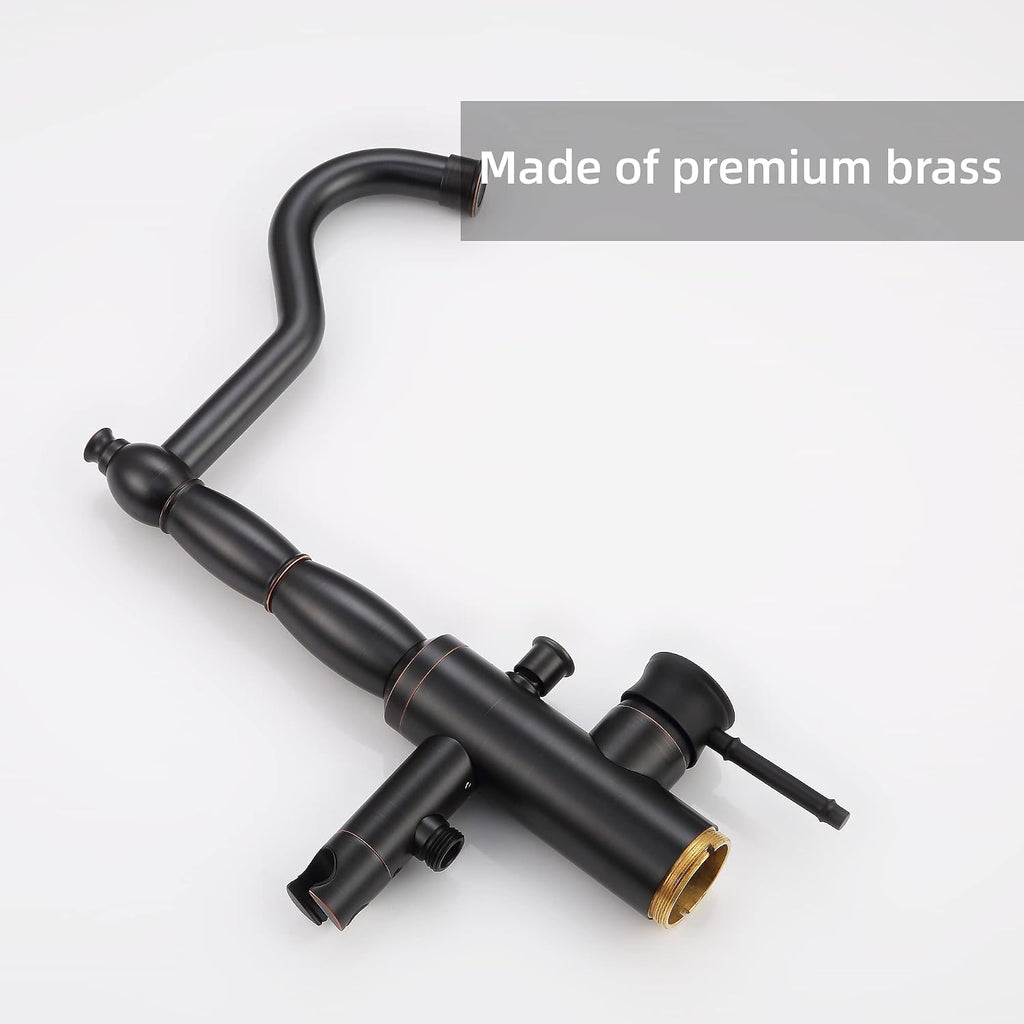 Free Standing Tub Faucet Oil-Rubbed Bronze, Freestanding Bathtub Faucet Tub Filler Classic Brass Stand Alone Clawfoot Tub faucet Soaking Tub Fillers Floor Mount with Rotate Handheld Shower