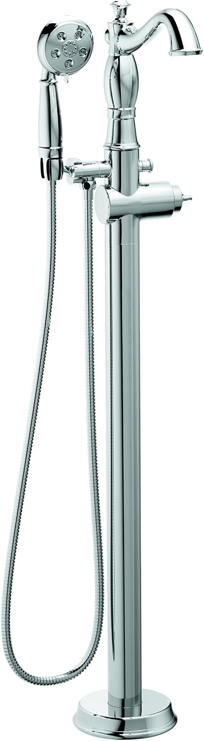 Delta Freestanding Tub Faucet with Hand Held Shower, Chrome Floor Mount Tub Filler, Chrome T4797-FL-LHP (Valve and Handle Not Included)