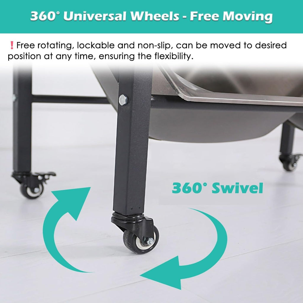 4 Tiers Large Wash Basin Display Rack with Wheels, Commercial Metal Washbasin Sample Display Stand for Household Shops, Adjustable Width Rolling Rack(with Wheel-4 Layers - L 90cm/35.4in