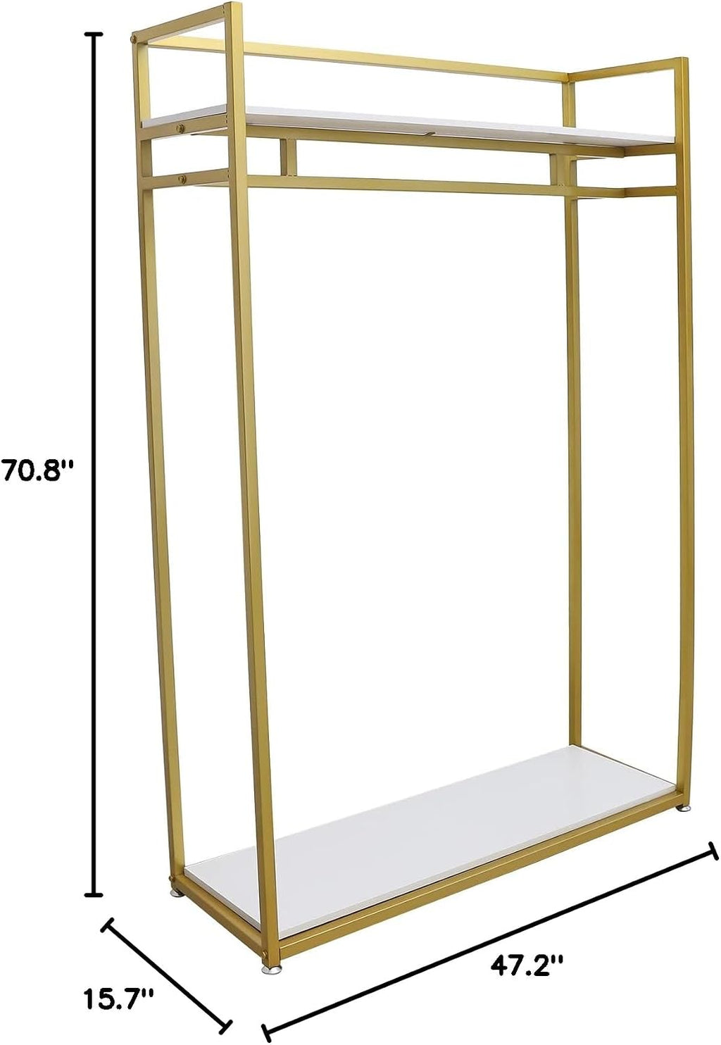 Gold Clothes Rack, Metal Freestanding Garment Rack Clothes Display Storage Stand Wardrobe Closet for Hanging Clothes Heavy Duty Garment Rack for Bedroom Closet Clothes Or Retail