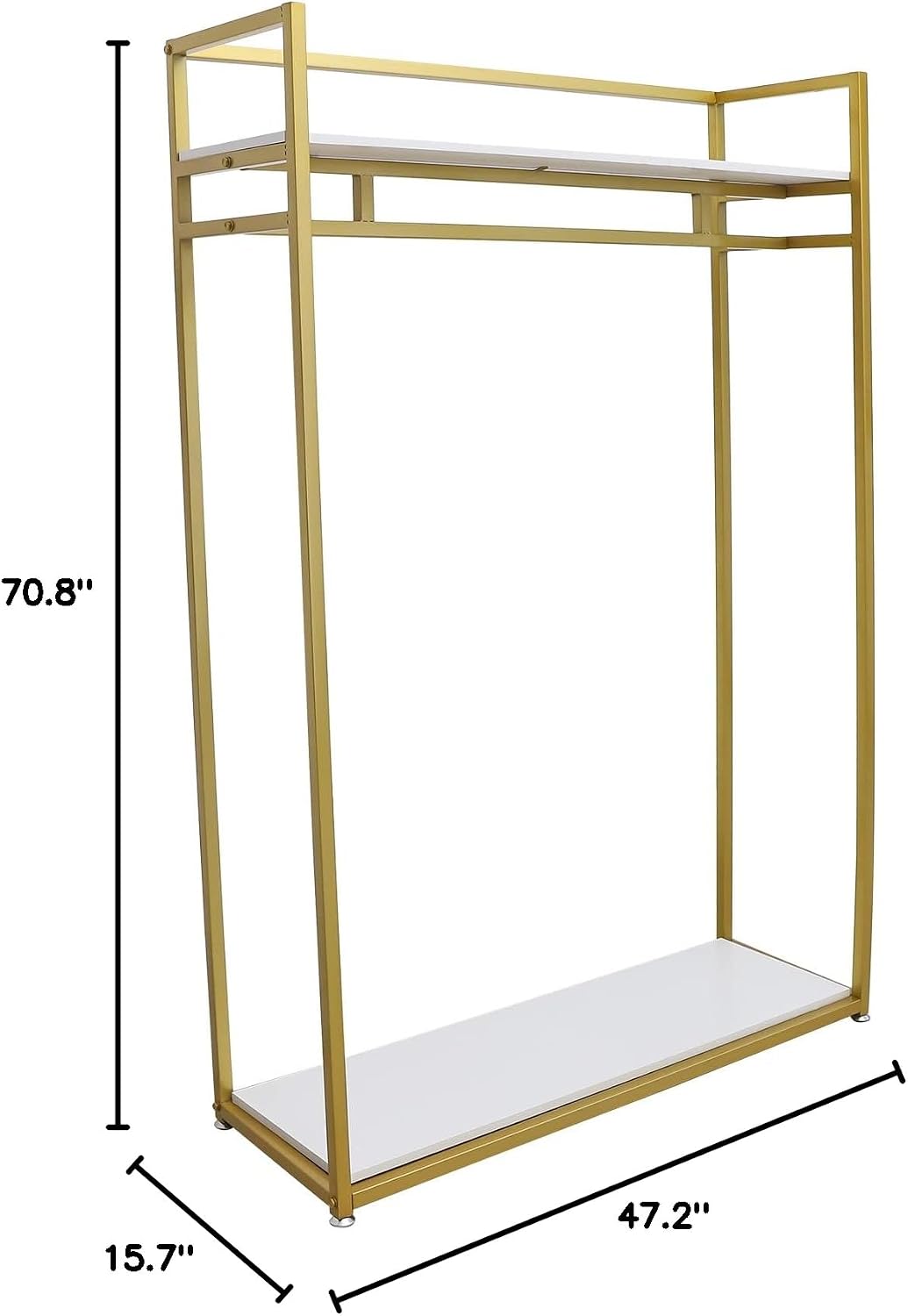 Gold Clothes Rack, Metal Freestanding Garment Rack Clothes Display Storage Stand Wardrobe Closet for Hanging Clothes Heavy Duty Garment Rack for Bedroom Closet Clothes Or Retail