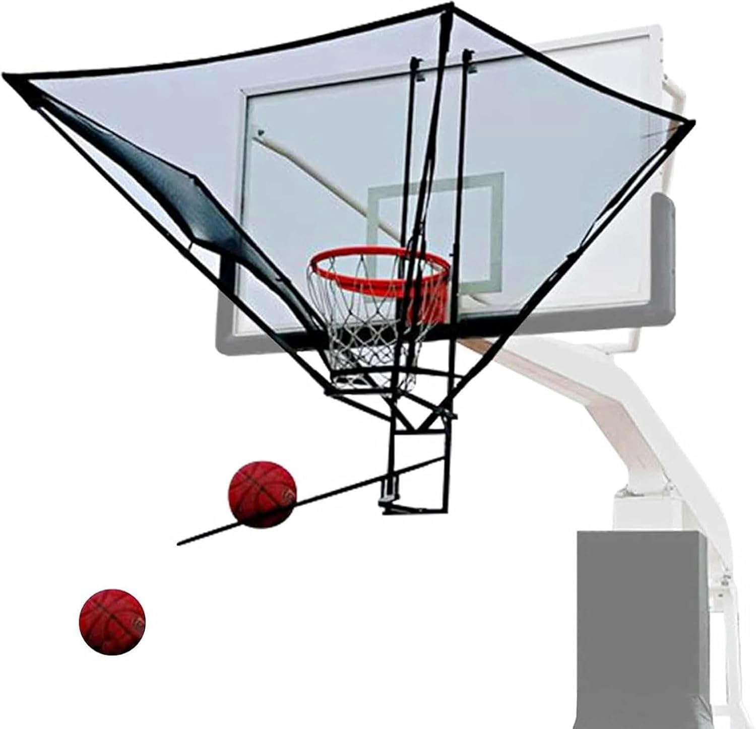 Basketball Hoop Return Attachment, Metal Basketball Rebounder System, Basketball Shooting Trainer Aid Net, Basketball Ball Returner with Bag-1