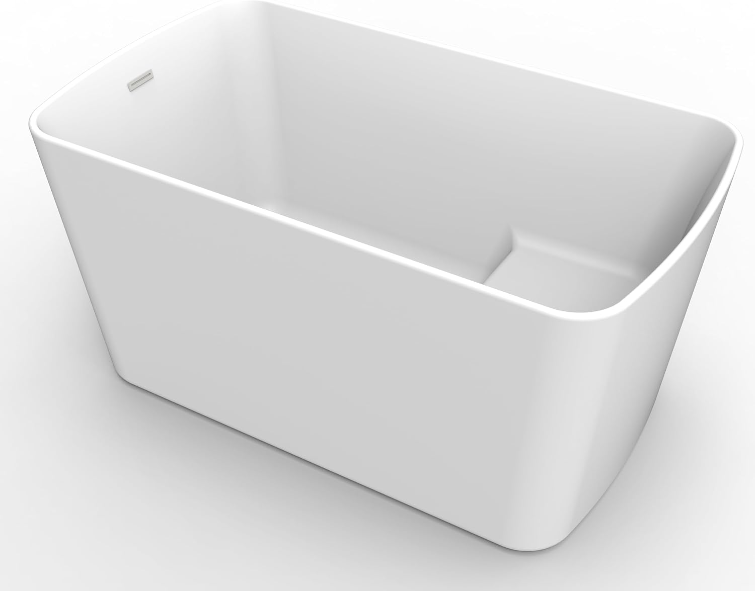 55' Acrylic Freestanding Bathtub - Japanese Square Soaking Tub with Built-in Seat, Toe-Tap Drain & Overflow, Glossy White, Compact Space-Saving Bath for Bathrooms