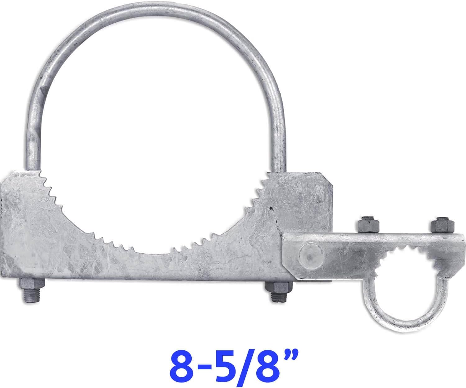 Chain Link Fence 180 Degree Commercial Duty Gate Hinge-for 8-5/8' Outside Diameter Gate Post/Pipe & 1-5/8 Thru 1-7/8' Gate Frame. Chain Link Post Gate Hinge - Hinge U Bolts Included - Qty 2