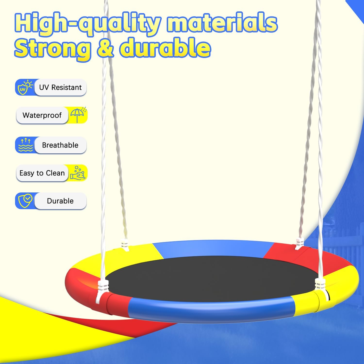 Swing Set for Backyard with Stand, Playground Swing Heavy Duty 440lbs Metal Outdoor Swing Stand, Contain 1 Saucer 32' & 1 Belt seat 26.2' - Backyard Playset