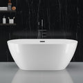 67' Free Standing Tub, Acrylic Soaking Bathtub, Stand Alone Freestanding Tub with Matte Sliver Drain and Overflow, Contemporary Bathtub for Bathroom, Gloss White