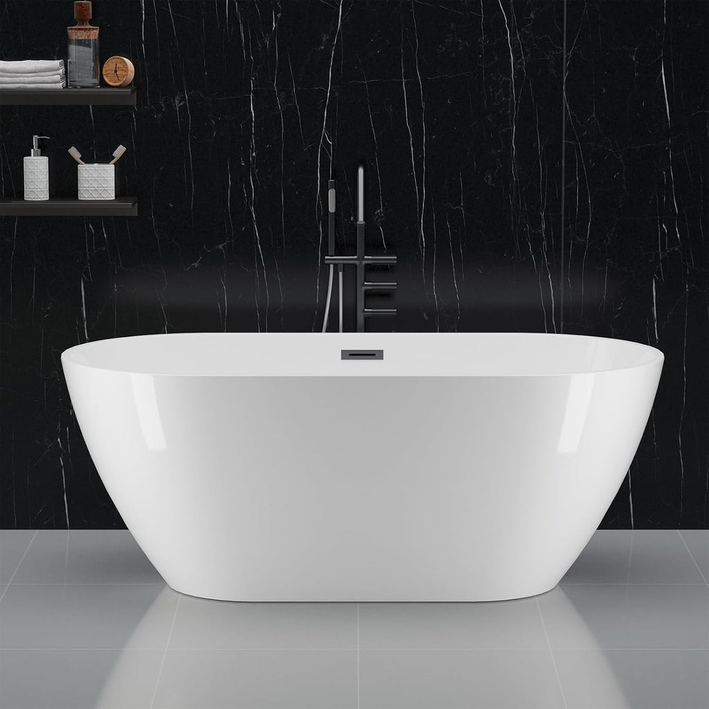 67' Free Standing Tub, Acrylic Freestanding Bathtub, Modern Soaking Tub with Integrated Overflow and Drain, White Bathroom Fixture, Stand Alone Bathtub, CUPC Certified, MB