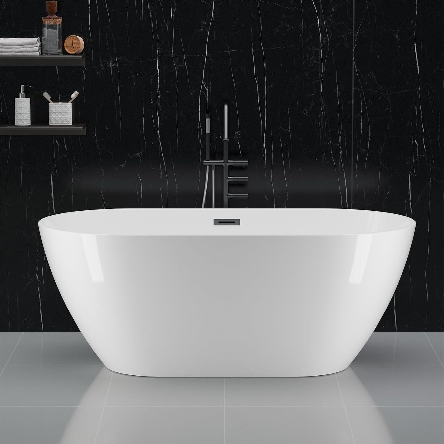 67' Free Standing Tub, Acrylic Freestanding Bathtub, Modern Soaking Tub with Integrated Overflow and Drain, White Bathroom Fixture, Stand Alone Bathtub, CUPC Certified, MB